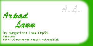 arpad lamm business card